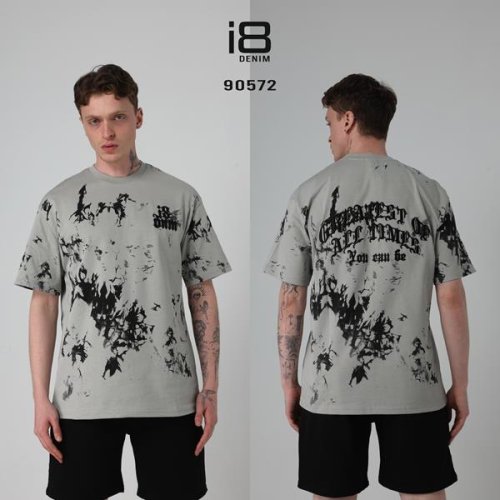 Футболка i8denim (S-XL) 90572 grey (лето) i8denim 90572 grey