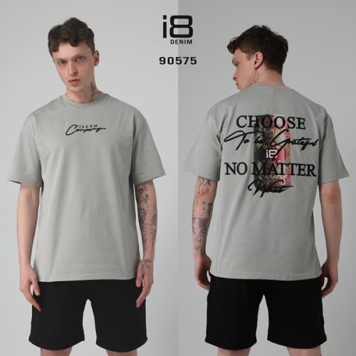Футболка i8denim (S-XL) 90575 grey (лето) i8denim 90575 grey