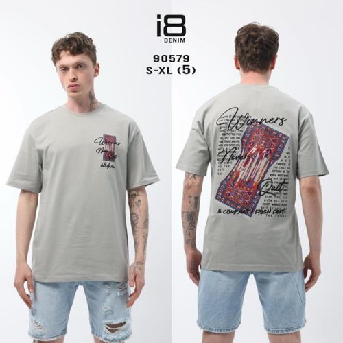 Футболка i8denim (S-XL) 90579 grey (лето) i8denim 90579 grey