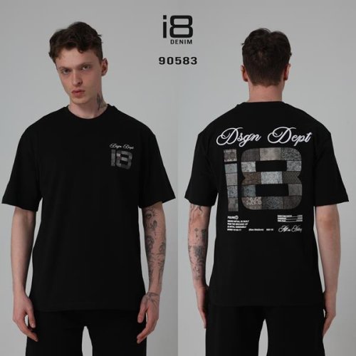 Футболка i8denim (S-XL) 90583 black (лето) i8denim 90583 black