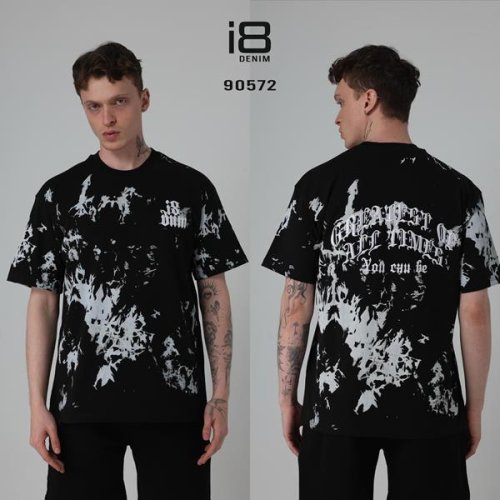 Футболка i8denim (S-XL) 90572-1 black (лето) i8denim 90572-1 black