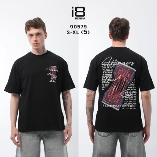 Футболка i8denim (S-XL) 90579-1 black (лето) i8denim 90579-1 black