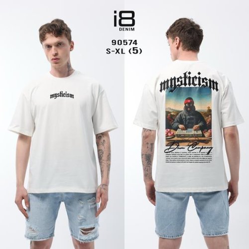 Футболка i8denim (S-XL) 90574-2 white (лето) i8denim 90574-2 white