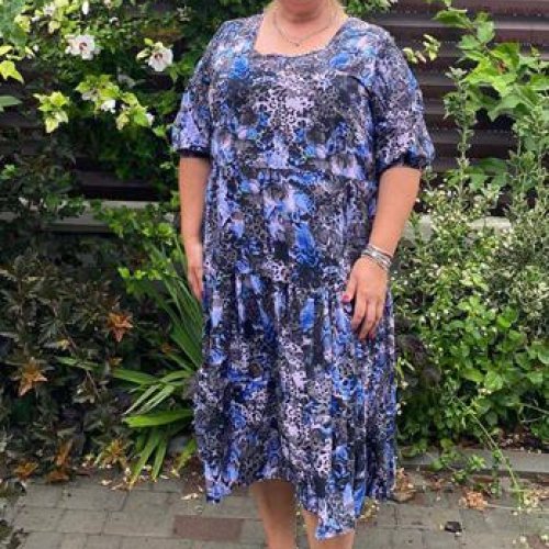 Платье BAT (52-56) 1925 grey-l.blue (лето) BAT 1925 grey-l.blue