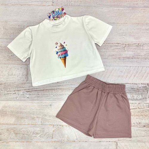 Костюм LiMa kids (116-140) 2514 white-brown (лето) LiMa kids 2514 white-brown