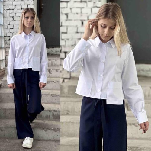 Рубашка Karolina (34-42) KR160 navy (деми) Karolina KR160 navy