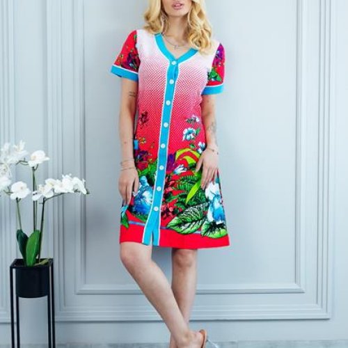 Халат Vehuiah (S-XL) 62265 red (лето) Vehuiah 62265 red