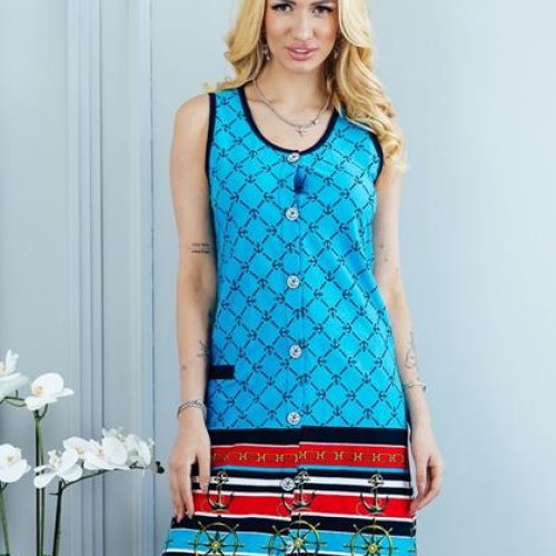 Халат Vehuiah (S-XL) 62585 l.blue (лето) Vehuiah 62585 l.blue