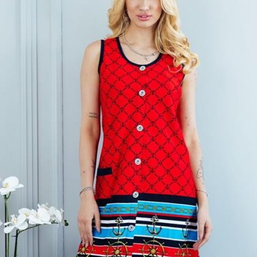 Халат Vehuiah (S-XL) 62586 red (лето) Vehuiah 62586 red