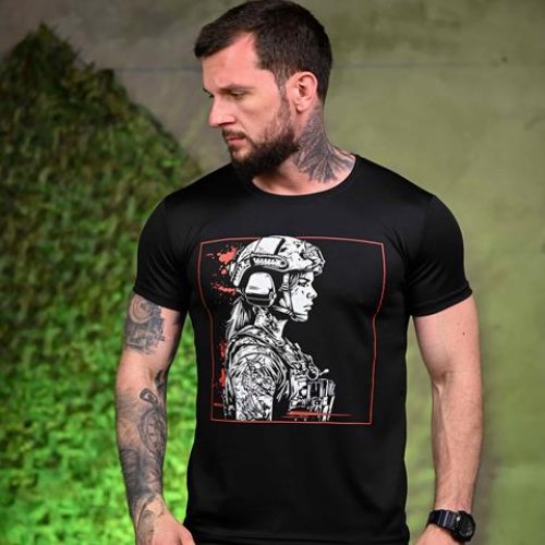 Футболка Madoka (M-3XL) 1037 black (лето) Madoka 1037 black