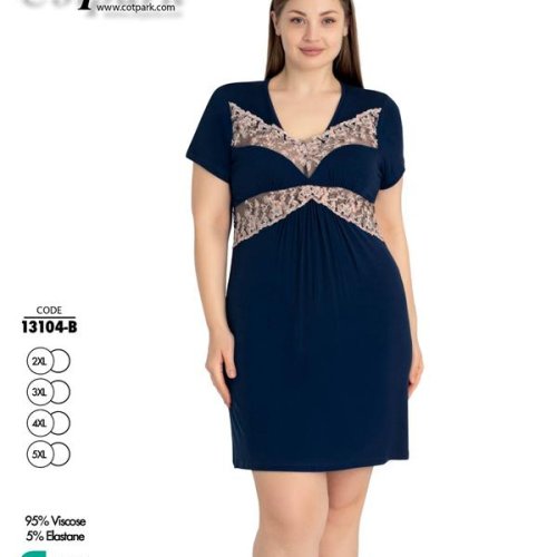 Ночнушка Cotpark (2XL-5XL) 13104B navy (лето) Cotpark 13104B navy