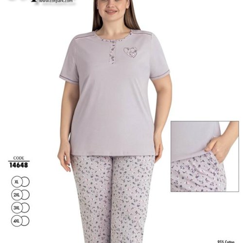 Пижама Cotpark (XL-4XL) 14648 grey (лето) Cotpark 14648 grey