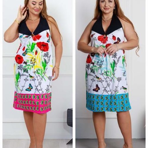 Платье Vehuiah (XL-3XL) 853609 white-pink (лето) Vehuiah 853609 white-pink