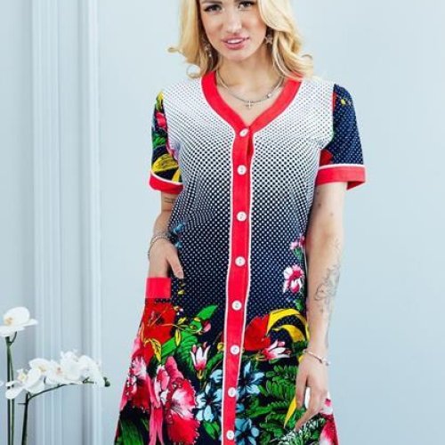 Халат Vehuiah (S-XL) 62267 navy (лето) Vehuiah 62267 navy