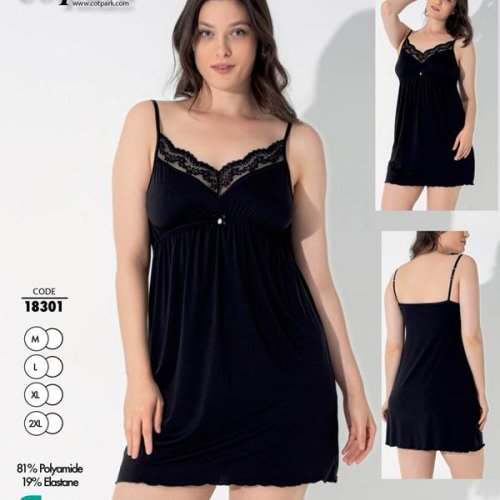 Ночнушка Cotpark (M-2XL) 18301 black (лето) Cotpark 18301 black