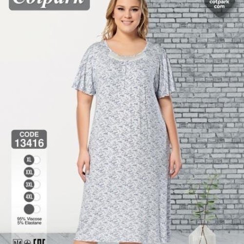 Ночнушка Cotpark (XL-4XL) 13416 grey (лето) Cotpark 13416 grey