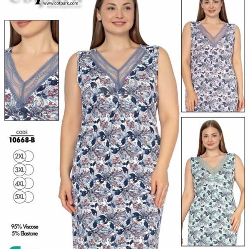 Ночнушка Cotpark (2XL-5XL) 10668B grey (лето) Cotpark 10668B grey