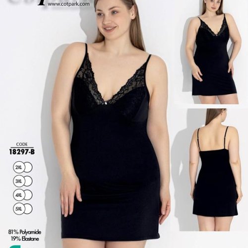 Ночнушка Cotpark (2XL-5XL) 18297B black (лето) Cotpark 18297B black