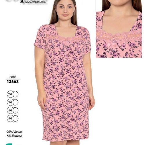 Ночнушка Cotpark (2XL-5XL) 13663 pink (лето) Cotpark 13663 pink