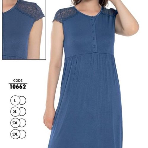 Ночнушка Cotpark (L-3XL) 10662 blue (лето) Cotpark 10662 blue