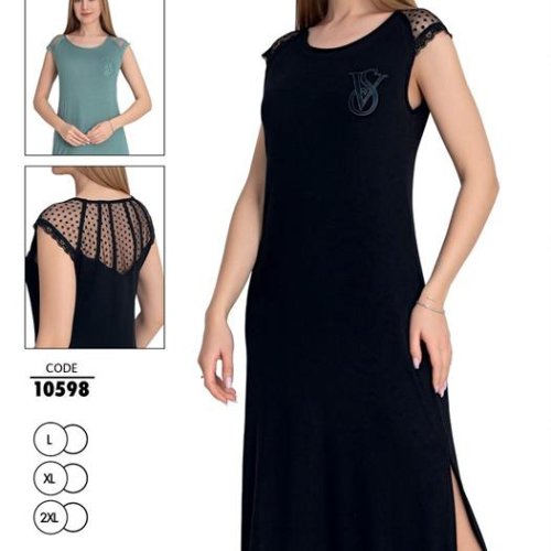 Ночнушка Cotpark (L-2XL) 10598 black (лето) Cotpark 10598 black