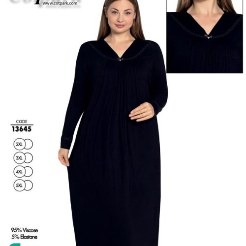 Ночнушка Cotpark (2XL-5XL) 13645 black (деми) Cotpark 13645 black