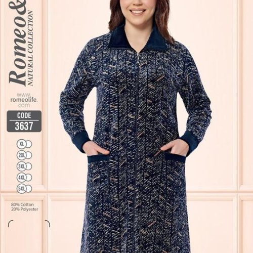 Халат Cotpark (XL-5XL) 3637 navy (деми) Cotpark 3637 navy