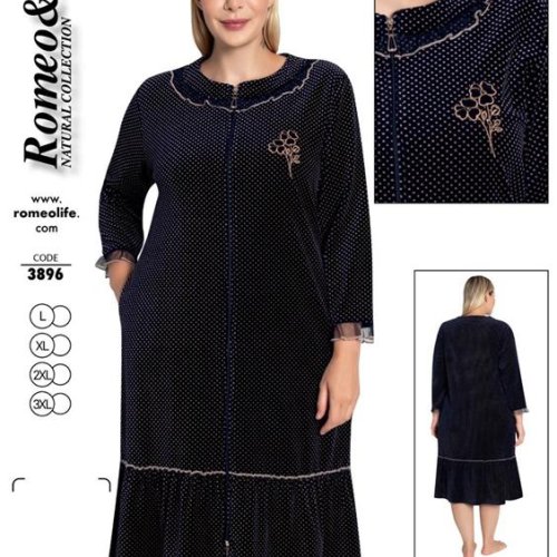 Халат Cotpark (L-3XL) 3896 navy (деми) Cotpark 3896 navy