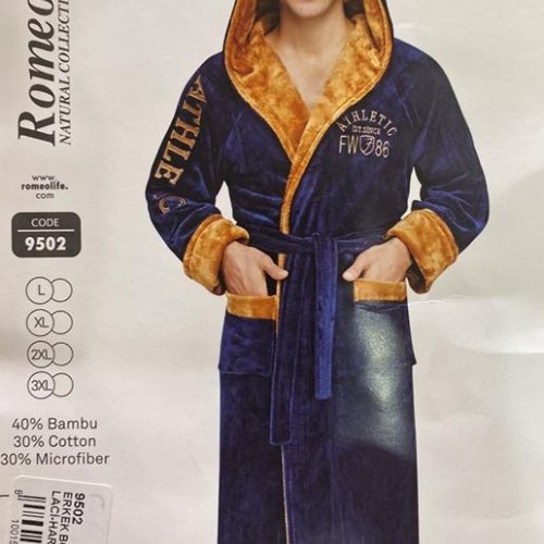 Халат Cotpark (L-3XL) 9502 navy (деми) Cotpark 9502 navy