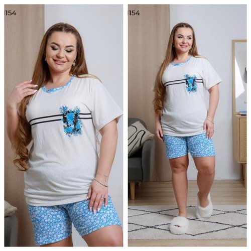 Пижама Vehuiah (L-4XL) 11154 l.blue (лето) Vehuiah 11154 l.blue