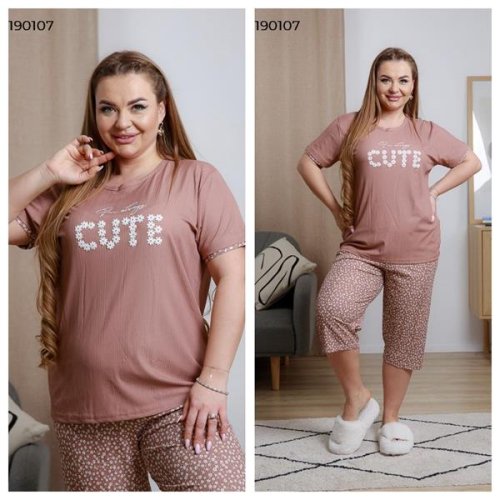 Пижама Vehuiah (2XL-4XL) 190107 brown (лето) Vehuiah 190107 brown