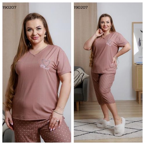 Пижама Vehuiah (2XL-4XL) 190207 brown (лето) Vehuiah 190207 brown