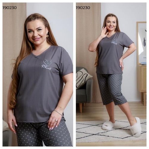 Пижама Vehuiah (2XL-4XL) 190230 d.grey (лето) Vehuiah 190230 d.grey