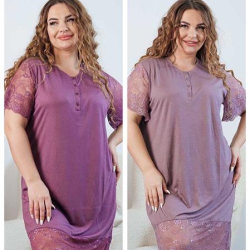 Ночнушка Vehuiah (2XL-3XL) 220121-1 lilac (лето) Vehuiah 220121-1 lilac