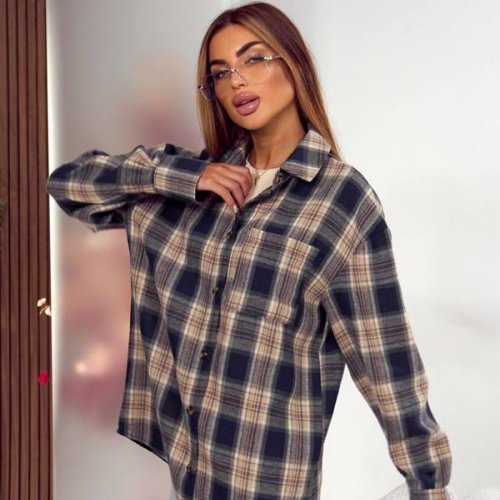 Рубашка Lelis (42-48) 1086 navy-beige (деми) Lelis 1086 navy-beige