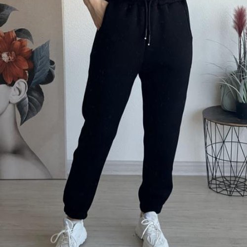 Штаны спорт FSN (42-48) 7434 black (зима) FSN 7434 black