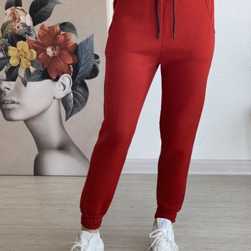 Штаны спорт FSN (42-48) 7435 red (зима) FSN 7435 red