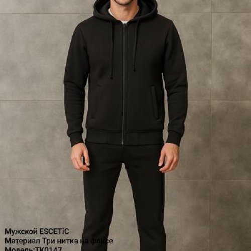 Костюм спорт AZT (M-3XL) TK0147 black (зима) AZT TK0147 black