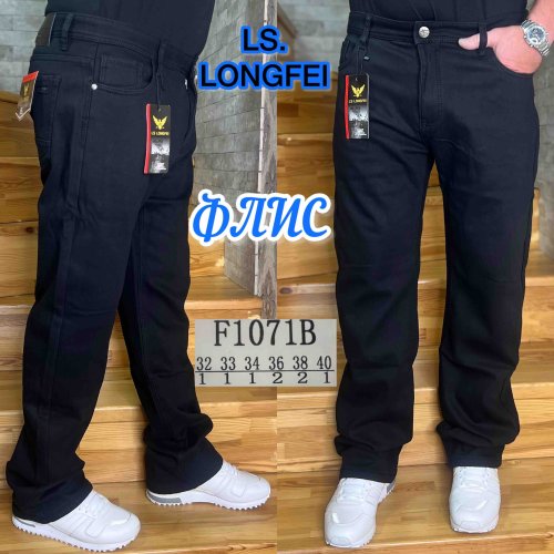 Джинсы God Baron (32-40) F1071B black (зима) God Baron F1071B black