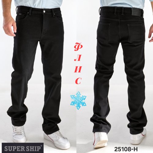 Джинсы God Baron (33-42) 25108-H black (зима) God Baron 25108-H black