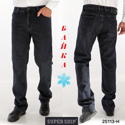 Джинсы God Baron (32-42) 25113-H black (зима) God Baron 25113-H black