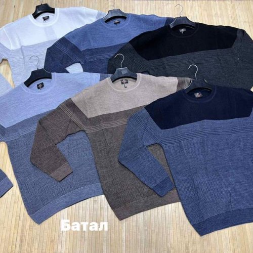 Свитер Navas (3XL-5XL) NW336 blue-l.blue (зима) Navas NW336 blue-l.blue