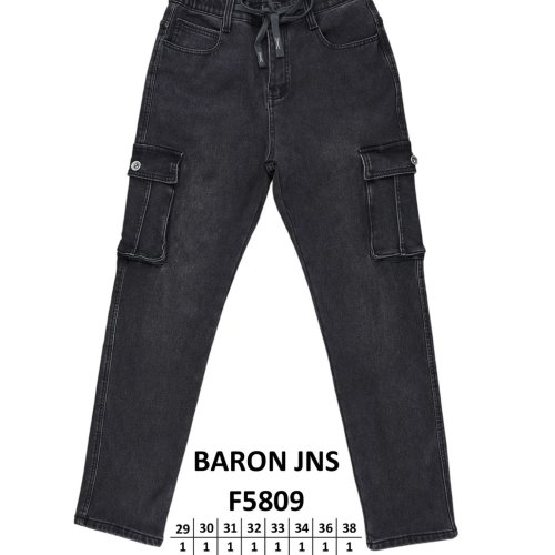 Джинсы God Baron (29-38) F5809 black (зима) God Baron F5809 black