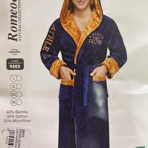 Халат Cotpark (L-3XL) 9505 navy (зима) Cotpark 9505 navy