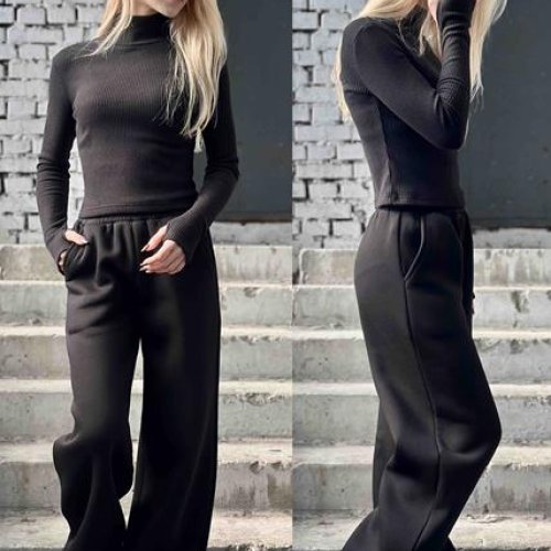 Штаны спорт Karolina (32-42) KR311 black (зима) Karolina KR311 black