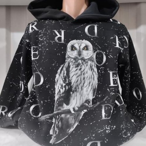 Худи Panda (S-2XL) 1420 black (зима) Panda 1420 black