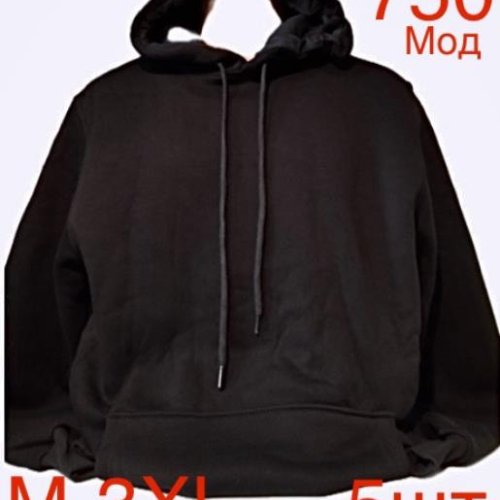 Худи Надийка (M-3XL) ND204-750 black (зима) Надийка ND204-750 black