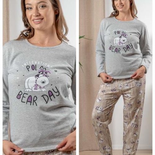 Пижама Vehuiah (S-2XL) 1544213 grey (зима) Vehuiah 1544213 grey