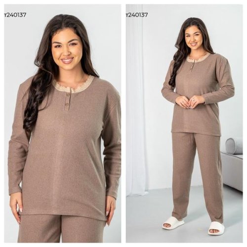 Пижама Vehuiah (XL-3XL) 240137 brown (деми) Vehuiah 240137 brown