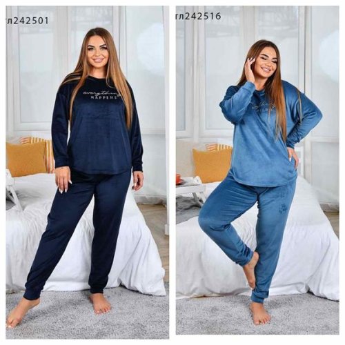 Пижама Vehuiah (2XL-5XL) 242516 l.blue (зима) Vehuiah 242516 l.blue